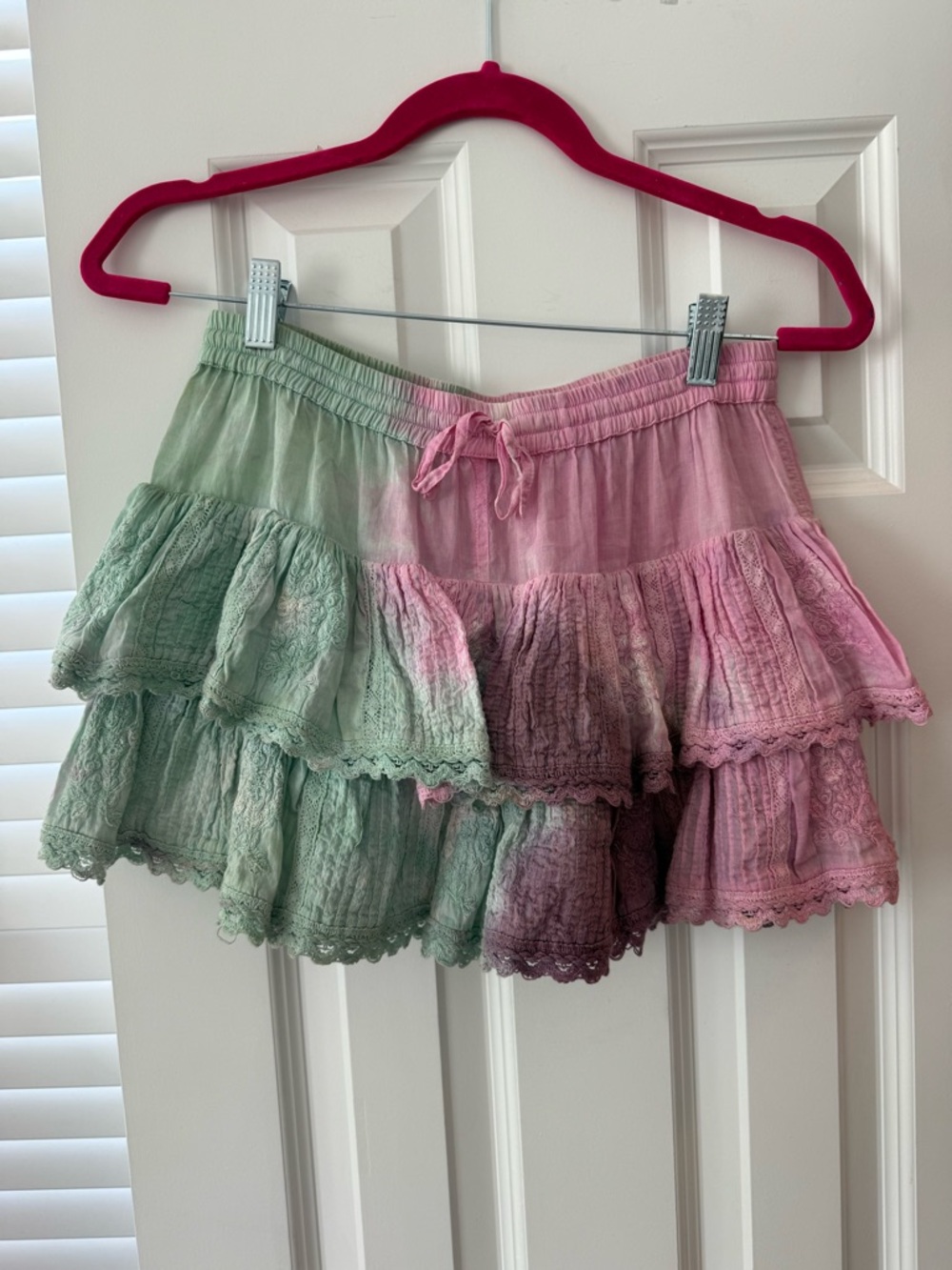 Tie-Dye Ruffled Mini Skort - Pink & Mint